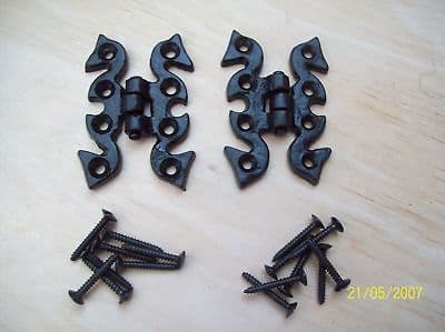 10 x BLACK ANTIQUE ORNATE /SNAKE BUTTERFLY HINGES