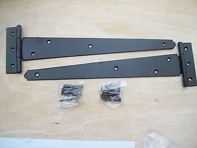 12"/300MM 1 PAIR GARDEN GATE DOOR SHED TEE T HINGES BLACK