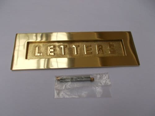 12" Letters Embossed Letter Plate Polished Brass
