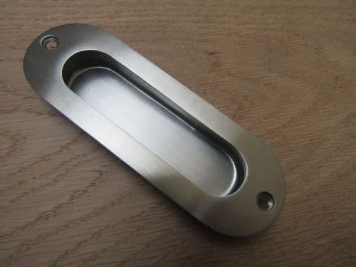 120mm Long Satin Steel Recessed Handle