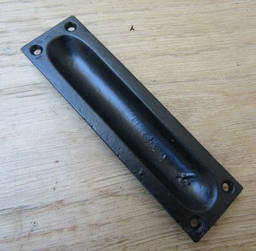 130mm Sliding Slim Recessed Handle Black Antique