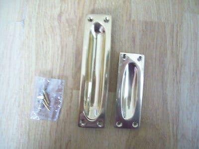 2 SIZES HEAVY SOLID BRASS FLUSH RECESSED DOOR CANET /DRAWER PULL HANDLES