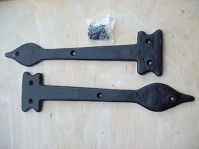 270mm BLACK ANTIQUE CAST IRON DOOR GATE LEAF OLDE DUMMY FALSE HINGE FRONTS