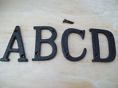 3"/75mm CAST WROUGHT IRON BLACK ANTIQUE HOUSE DOOR ALPHABET LETTERS