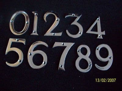 3"/75mm House Door Numbers Numerals Brass/chrome