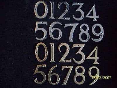 3"/75MM HOUSE DOOR NUMBERS NUMERALS BRASS/CHROME