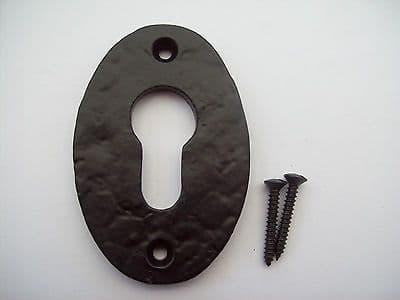 3" BLACK ANTIQUE CAST IRON KEYHOLE KEY HOLE COVERS ESCUTCHEONS EURO PROFILE