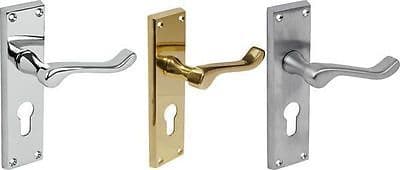 3 Finishes VICTORIAN SCROLL STYLE LEVER LOCK EURO PROFILE DOOR HANDLES