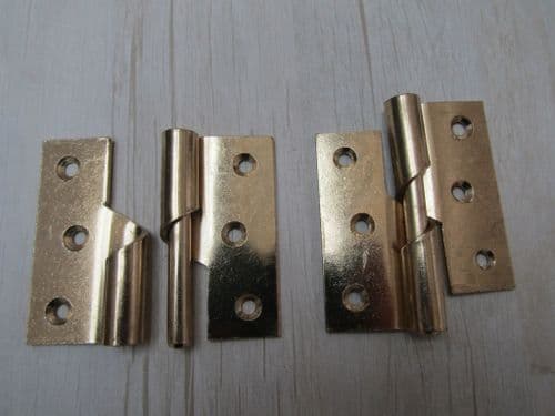 3'' Pair Of Door Butt Hinges Brass Plated (Left Hand)