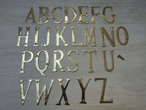 3" Polished Brass Letter W