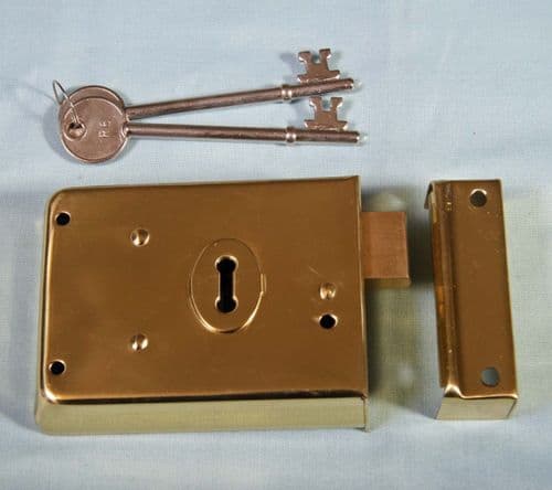 4" Rim Deadlock Polished Brass
