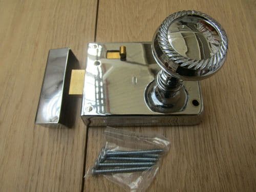 4" Rim Latch Polished Chrome & Georgian Rim Polished Chrome Set