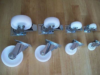 4sizes White swivel polypropylene Ball bearing castor wheels furniture