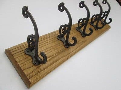 5 sizes SOLID ENGLISH OAK WOODEN COUNTRY HAT AND COAT HOOKS HANGER RAIL ...