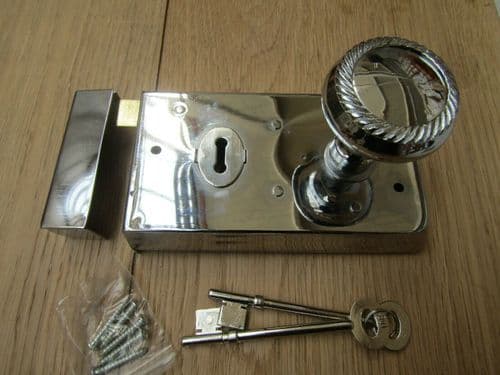 5.5" Rim Lock Polished Chrome & Georgian Rim Polished Chrome Set