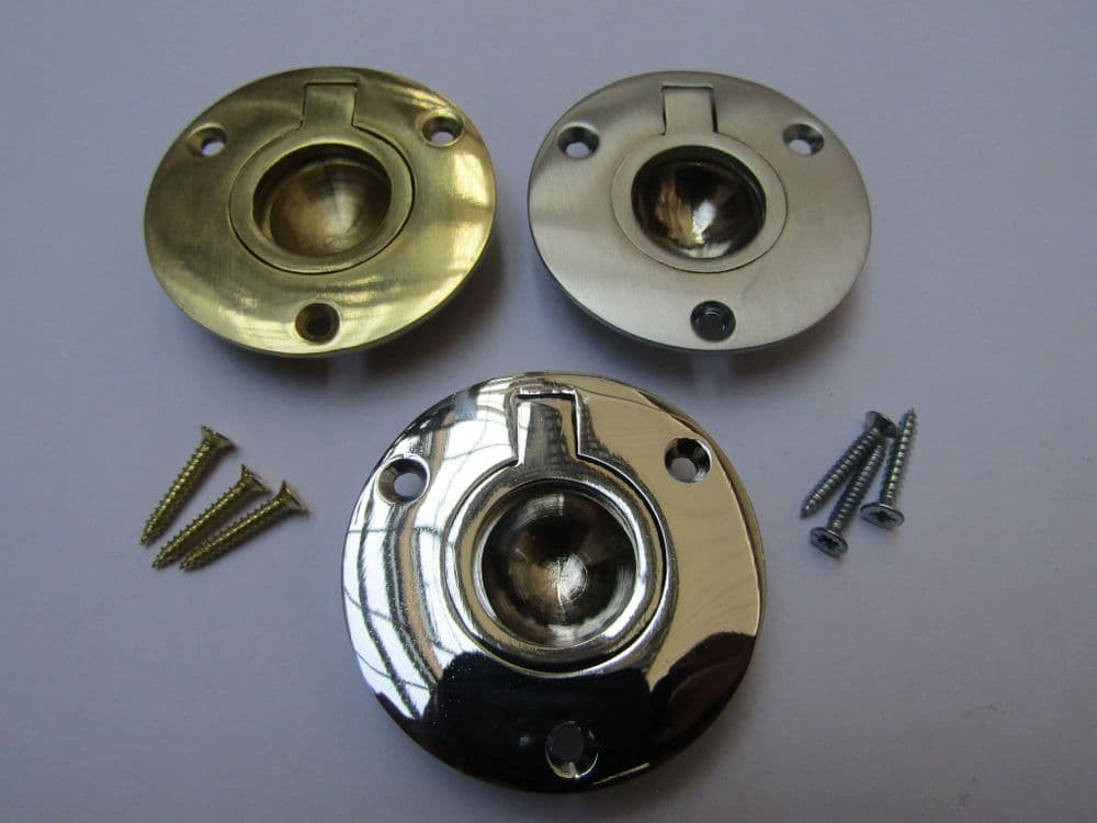 50mm Round Large Ring Pull Polished Brass