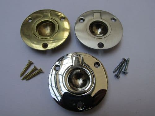 50mm Round Large Ring Pull Polished Brass