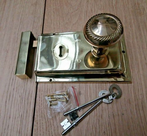 6" Rim Lock Brass & Georgian Rim Brass Set
