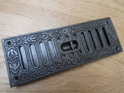 9" X 3" Fancy Sliding Vent Antique Iron