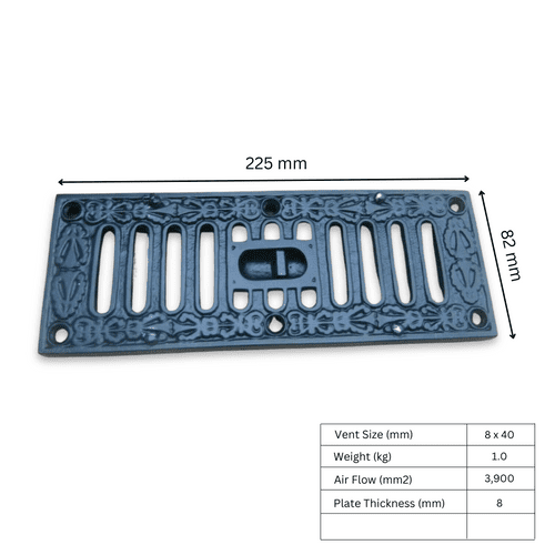 9'' X 3'' Small Black Ornate Vintage Sliding Vent
