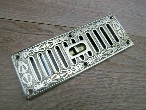 9'' X 3'' Small Brass Ornate Vintage Sliding Vent