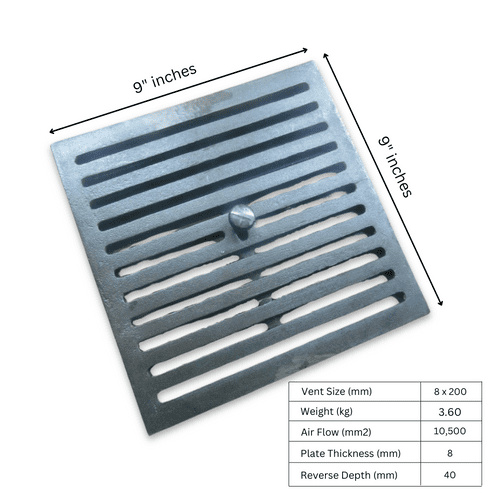 9" X 9" Sliding Vent Brick Antique Iron