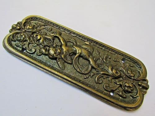 Antique Brass Cherub Finger Plate