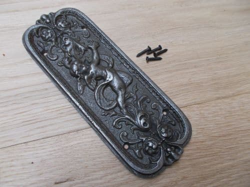 Antique Iron Cherub Finger Plate