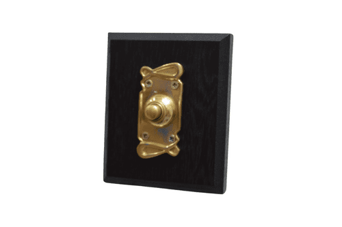Art Nouveau Bell Push Polished Brass On Wooden Board