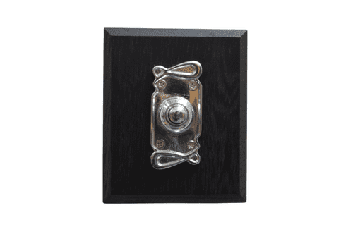 Art Nouveau Bell Push Polished Chrome On Wooden Board