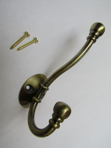 Ball End Coat Hook Antique Brass