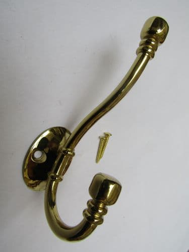 Ball End Coat Hook Polished Brass