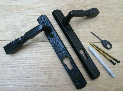 Barley Twist Euro Profile Lever Lock Door Handles Black Antique