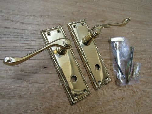 Bathroom Lever Door Handle Georgian Polished Brass