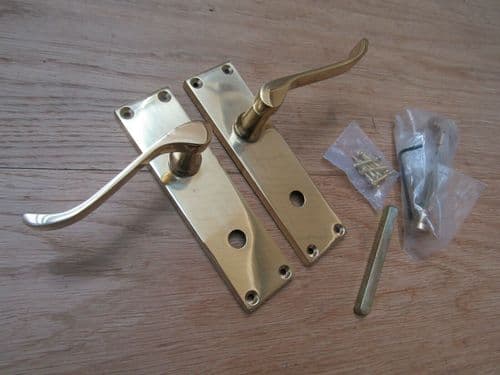 Bathroom Lever Door Handle Scroll Polished Brass