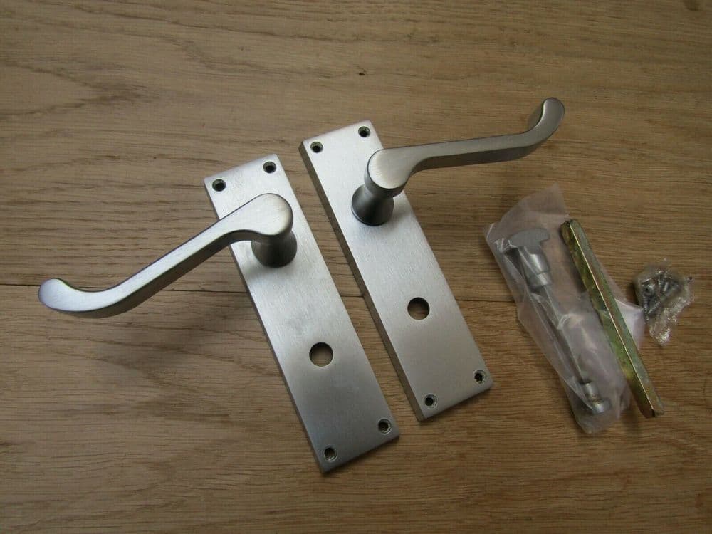 Bathroom Lever Door Handle Scroll Satin Chrome