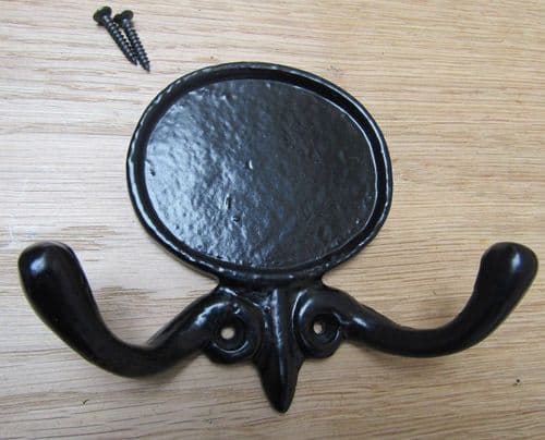 Bedroom Double Hook Black Antique