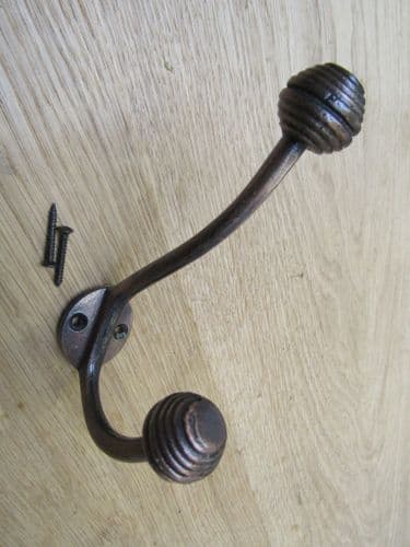 Beehive Ball Tip Coat Hook Antique Copper