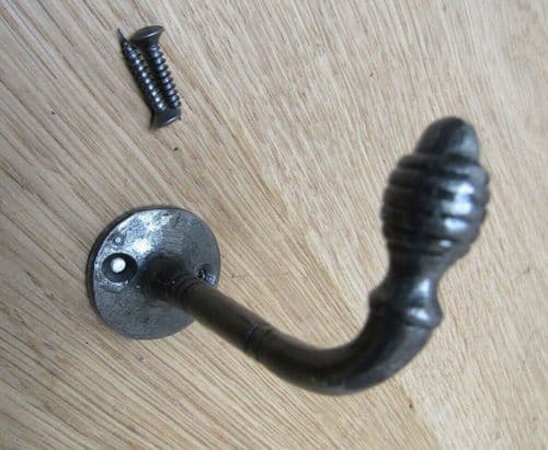 Beehive Oval Knob Projecting Hook Antique Iron