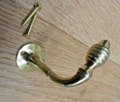 Beehive Oval Knob Projecting Hook Brass