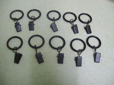 Black Metal Curtain Pole Rod Voile Net Rings With Clips