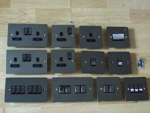 Black Nickel Switch Plate 1 Gang Unswitched Socket