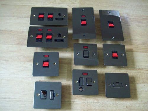 Black Nickel Switch Plate Neon Fused Spur Switch