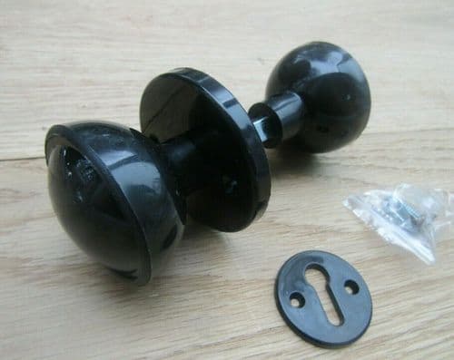 Black Pack Of 3 Plastic Rim Mortice Knobs