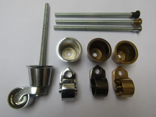 Bolt Fix Cup Castor Wheel Polished Chrome