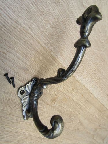 Buckingham Ornate Coat Hook Antique Brass