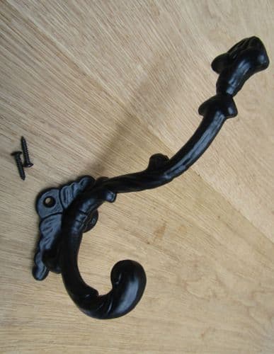 Buckingham Ornate Coat Hook Black Antique