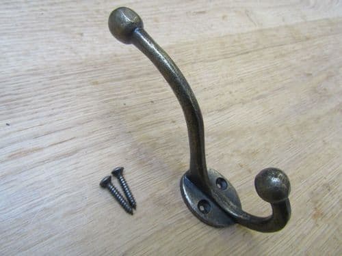 Bulb End Tip Coat Hook Antique Brass