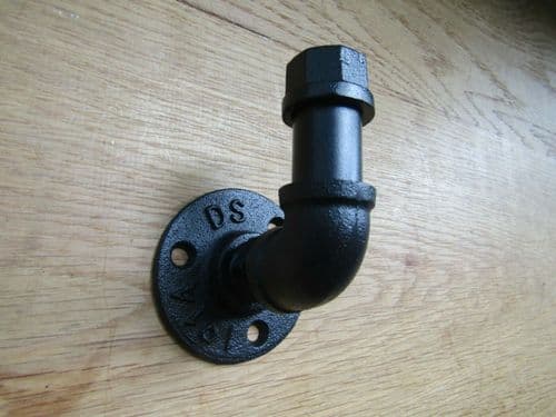 Cast Iron 1/2'' Pipe Coat Hook Peg Black Antique