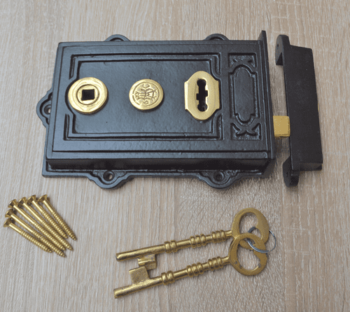 Cast Iron Davenport Rim Lock Black Antique